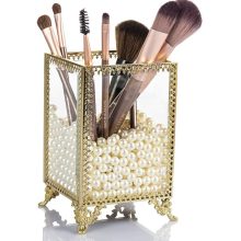 Vintage Luxury Clear Glass Makeup Organizer