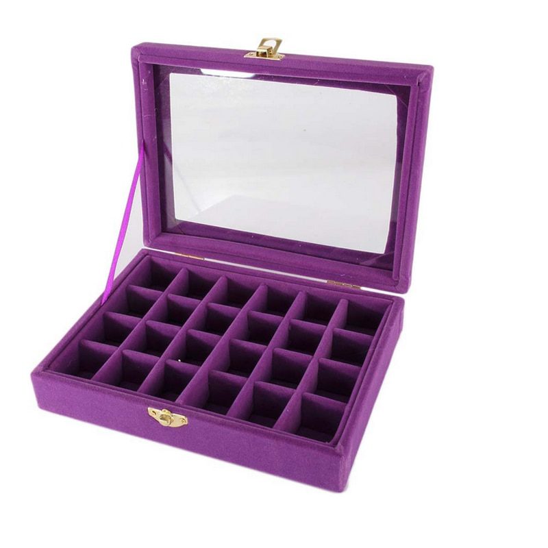 Black Glass Lid Bracelet Loose Bead Box Jewelry Box