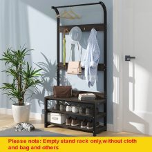 170cm Simple Multi-Hook Clothing and Shoes Stand Rack Wood