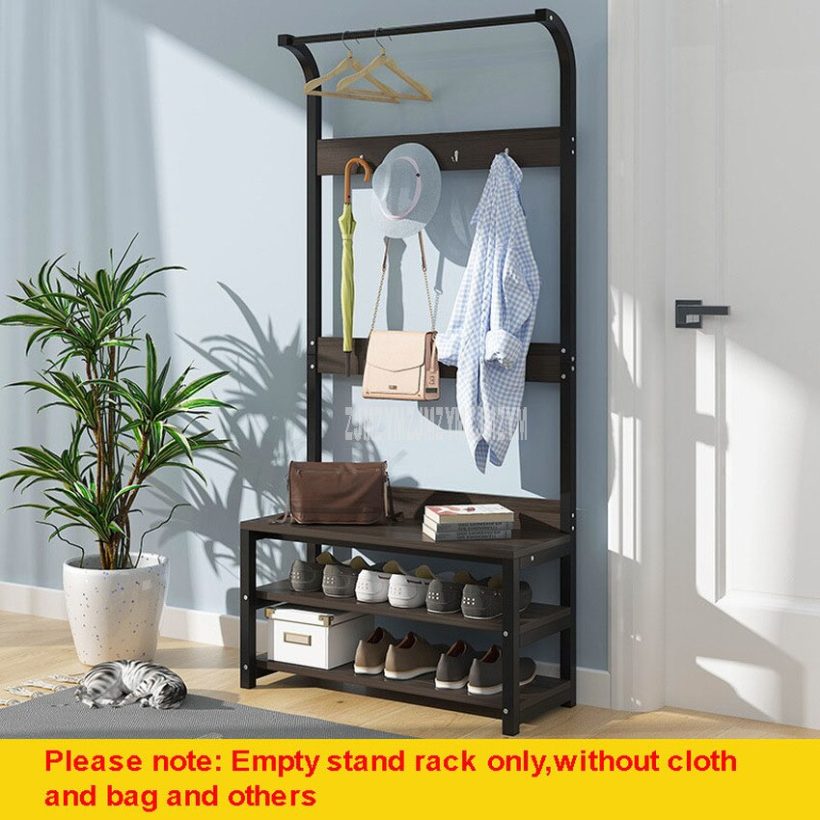 170cm Simple Multi-Hook Clothing and Shoes Stand Rack Wood