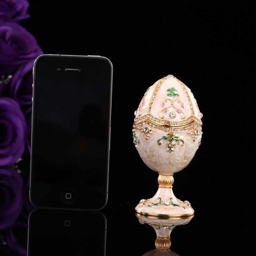 Qifu hot sale Handicraft faberge egg shape metal jewelry box