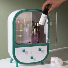 Dust-Proof Desktop Makeup Storage Box – Double-Door Organizer for Skin Care & Jewelry
