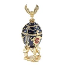 Elegant Blue Retro Jewelry Egg Box - Handcrafted Easter Egg Jewelry Display