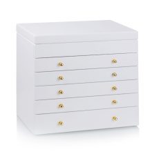 White Large Wooden Jewelry Box Velvet