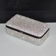 Diamond Square Jewelry Box Travel Portable Mirror Makeup