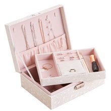 Leaf Pattern Leather Exquisite Craft Jewelry Box
