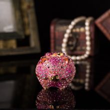 Qifu Handicraft cute pig fill of diamonds metal jewelry box