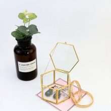 Elegant Geometrical Glass Jewelry Box – Vintage Display Case for Rings, Earrings, and More
