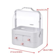 Cosmetic 360° Rotation Acrylic Clamshell 3 Drawer Mirror Storage Box