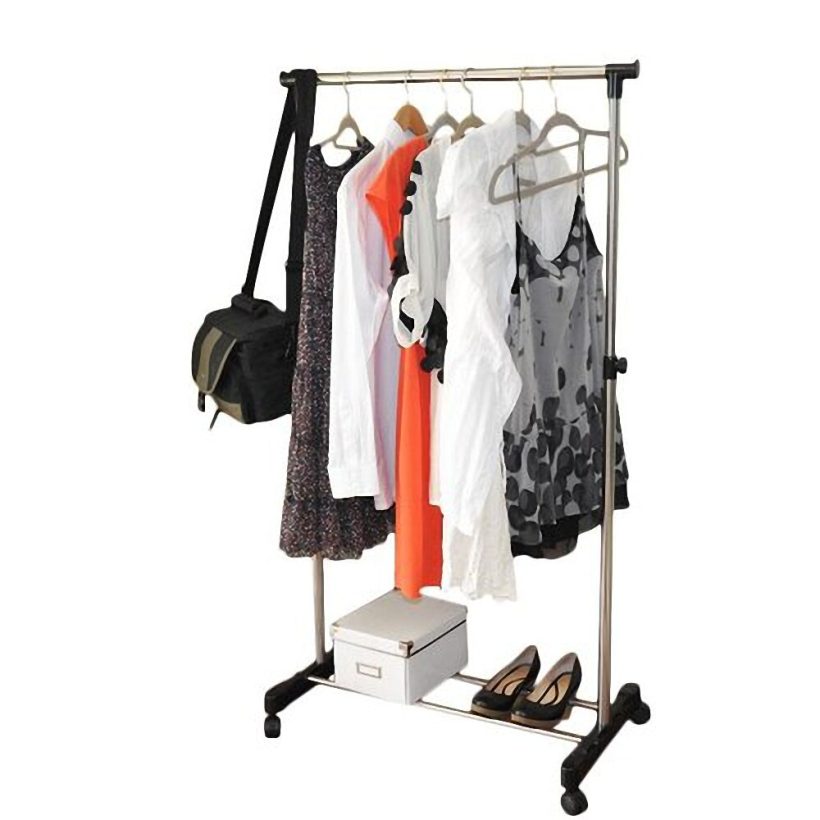 Dual-bar Vertical & Horizontal Stretching Stand Clothes Rack