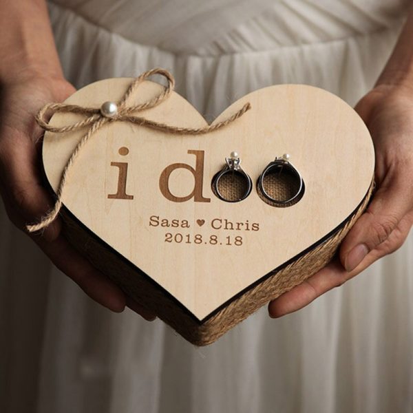 Handmade Wedding Ring Box Name Letter Jewellery Box