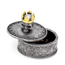 Crowned Skull Head Jewelry Storage Box Necklace