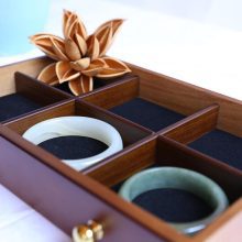 Solid wood jewelry box with lock vintage flannelette