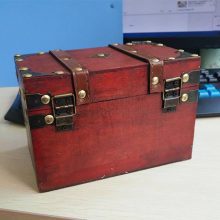 Retro Treasure Chest with Lock Vintage Wooden Storage Box