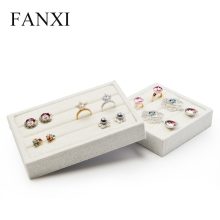 Cream-white Jewelry Finger Ring Display Tray Wrapped