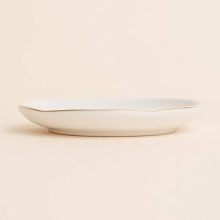White Gold Speckled Jewelry Dish | Ceramic Circle