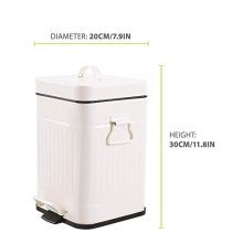 Bathroom Trash Can with Lid, Small White Wastebasket