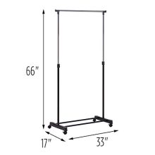 Height-Adjustable Rolling Garment Rack with Shoe Shelf