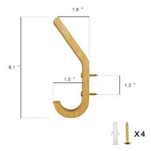 Natural Wooden Coat Hooks Wall Mounted