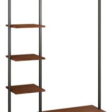 Metal Clothes Garment Racks with 4 Wood Storage