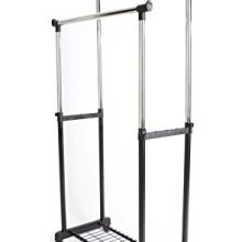 Adjustable Rolling Garment Rack with Bottom Shelf