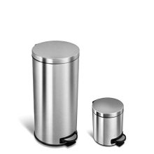NINESTARS Step-on Trash Can Combo Set, 8 Gal 30L