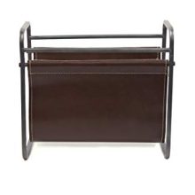 Desktop Leather Magazine Holder Top Storage and Display Stand