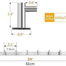 Amzdeal Wall Mounted Coat Rack - 8 Pegs 24" Modern Hook