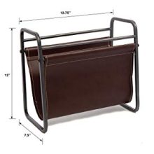 Desktop Leather Magazine Holder Top Storage and Display Stand