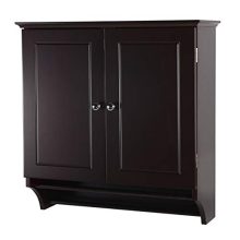 Coffee Brown Wall Mounted Medicine Cabine with Two Doors and Shelves