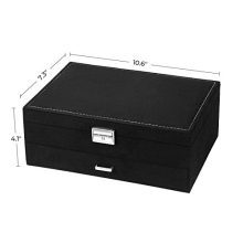 SONGMICS 2-Tier Jewelry Box with Drawer, Key
