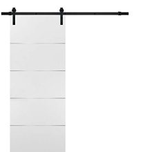 Barn Sliding White Door 24 x 84 with Black Hardware
