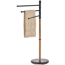 Towel Rack Stand with Oak Wood