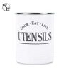 Kitchen Utensil Holder Crock, White With Premium