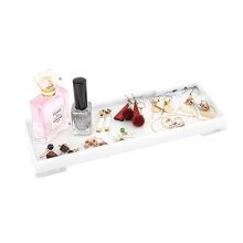 White Marble Resin Vanity Tray - Elegant Bathroom and Vanity Organizer for Tissues, Candles, and Towels