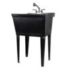 Black Utility Sink Laundry Tub With Pull Out Chrome Faucet