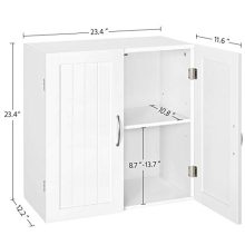 White Wall-Mounted Bathroom Medicine Cabinet - Stylish Storage Solution with Adjustable Shelf