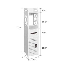 Floor Corner Storage Cabinet with Doors and 2 Tier Shelves