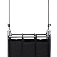 Bag Rolling Laundry Sorter Cart: Heavy-Duty, Hanging Bar, and Chrome Finish for Ultimate Convenience!