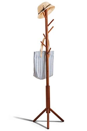 Premium Bamboo Coat Rack Tree with 8 Hooks