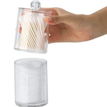 Clear Acrylic Qtip Holder Dispenser Set – Stylish Bathroom Storage for Cotton Swabs, Cotton Balls & Rounds – Stackable Organizer Jars