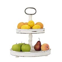 Wood 2-Tier Tray with Metal Handle