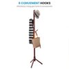 High-Grade Wooden Tree Coat Rack Stand, 6 Hooks