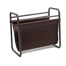 Desktop Leather Magazine Holder Top Storage and Display Stand
