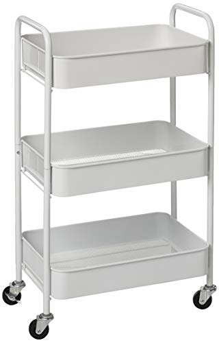 CAXXA 3-Tier Rolling Metal Storage Organizer - Mobile Utility Cart