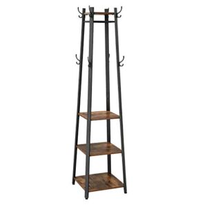 VASAGLE Coat Rack, Coat Stand with 3 Shelves