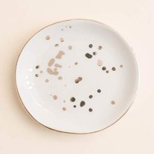White Gold Speckled Jewelry Dish | Ceramic Circle