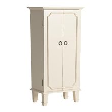Hives and Honey Carson Fully Locking Jewelry Cupboard – White, French Doors & Full Body Mirror