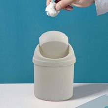 Mini Desktop Waste Bin with Lid – Compact Countertop Garbage Can (White)