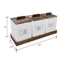 Storage Canister Set of 3 with Lids and Wood Tray